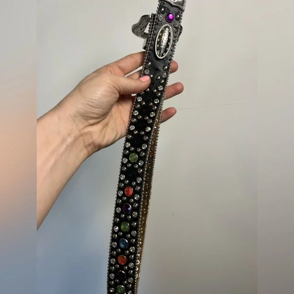 WB Atlas Western Rhinestone Studded Belt Y2K Cowgirl Glam Statement - Picture 6 of 9